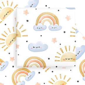 WRAPAHOLIC Baby Shower Wrapping Paper Sheet - 6 Sheets Hello Baby Design Folded Flat for Birthday, Party - 19.7 Inch X 27.5 Inch Per Sheet