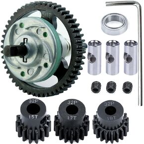 Slipper Clutch Metal Steel Differential Gear 32P 50T Spur Gear with 15T 17T 19T Pinions Gear Sets for Traxxas Stampede 4X4 Rustle 4X4 Slash 4X4 1/10 Scale 4X4 Vehicle Upgraded Replace 6878