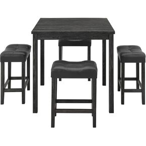 5-Piece, Modern Upholstered, Bar Table and Chairs Set for 4 for Living Dining Game Room Home Office Black As Shown in Kuwait