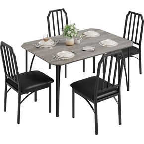 IDEALHOUSE Dining Room Table Set for 4, Kitchen Table and Chairs, Table and Chairs, Dining Table with Chairs, for Kitchen, Dining Room, Apartment, Breakfast Nook, Gery