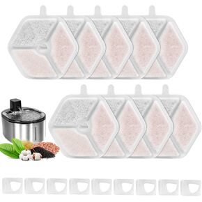 18 Filters + 18 Sponges Cat Water Fountain Filters, Filters Replacement for smartoo 152oz/4.5L Wireless Cat Water Fountain, Triple Action Cat Water Fountain Filters