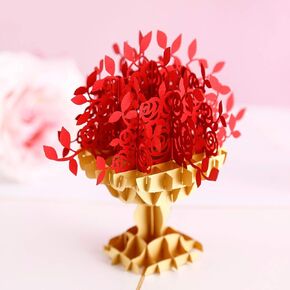 Liif Love Tree Couple Valentines Day 3D Greeting Pop Up Card, Happy Anniversary, Wedding, Mother's Day, Engagement, Birthday, For Wife, Husband,With Message Note & Envelop,Large Size 8x6 inch