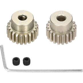 2Pcs 48P Pinion Gear Set 20T 21T for 3.175 mm Shaft Aluminium Alloy Pinion Gear with Screws and Hexagonal Wrench for RC Motor