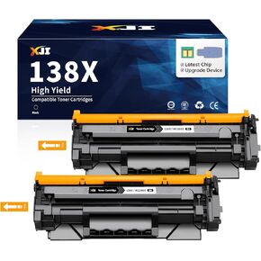 XJI 138X(with Chip) 2 Pack High Yield Compatible Toner Cartridges Replacement for HP 138 X A W1380X 138A W1380A Ink, for Laser Jet Pro 3001dn 3001dw MFP 3101fdn 3101fdw 3101sdw Printer Black