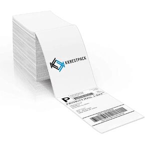 KKBESTPACK Fan Fold 4x6 Direct Thermal Shipping Labels, Direct Thermal Printer Label (Pack of 500)