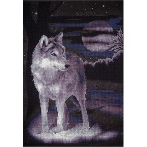 PANNA - Counted Cross Stitch Kit - White Owl - J-0359 - 14 Count - Aida Black - 10.63 x 14.17 inch - DIY kit