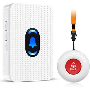 Daytech Caregiver Pager Wireless Call Button for Elderly Call Bell for Patients at Home Life Alert Systems for Seniors Disabled Elderly Fall Alert Devices 1 Emergency Button 1 Receiver