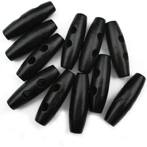 50pcs 2inch 2 Hole Black Wood Scrapbooking Sewing Toggle Buttons Toggle Buttons Clothing Jacket Sewing DIY Accessories