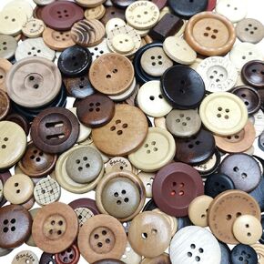 Libiline Mix 100pcs New Wood Button 4 Holes Craft Clothe Sewing Decor … (Mix, Mix)