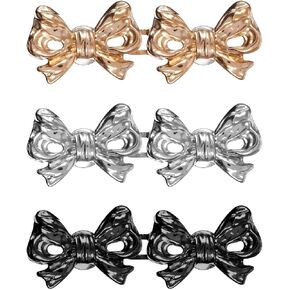 6 Sets Adjustable Waist Tightener Button for Women Bow Waist Jean Buttons for Loose Jeans No Sewing Waist Cincher Clip Detachable Jean Clips to Tighten Waist Pants Adjuster for Pants Jeans Skirts