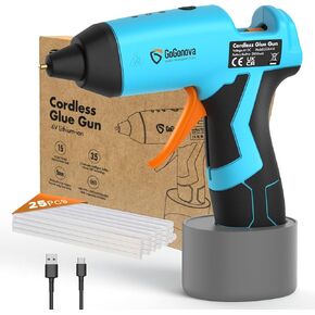 GoGonova Cordless Hot Glue Gun, 15s Fast Preheating with 2Ah Built-in Battery Hot Melt Glue Gun, Smart Power-Off, Kit with 25 Pcs Premium Mini Glue Sticks and USB-C Charging Port