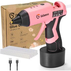 GoGonova Cordless Hot Glue Gun, 15s Fast Preheating with 2Ah Built-in Battery Hot Melt Glue Gun, Smart Power-Off, Kit with 25 Pcs Premium Mini Glue Sticks and USB-C Charging Port