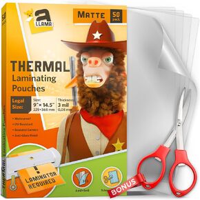 Matte Thermal Laminating Pouches, 11.5 x 17.5 Inches, Matte Finish, 3 Mil Thick, 50 Pack, Suited for Menu Size Laminating Sheets 11 x 17