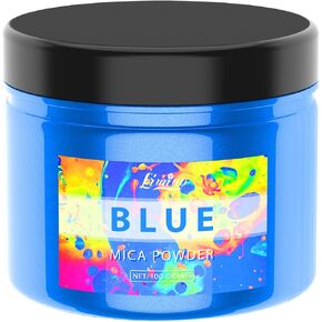 Mica Powder Pure - 3.5oz Pearl Epoxy Resin Color Pigment - Cosmetic Grade Slime Coloring Pigment - Natural Soap Dye for Soap Making Supplies Kit, Bath Bomb Colorant, Paint, Nail Art (Blue)