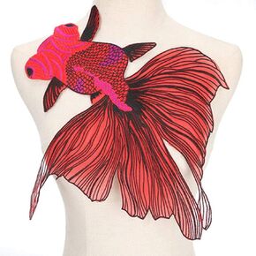 Red Goldfish Embroidery Patches Cloth Paste for Clothing Embroidered Patch for Clothes Sew on Fish Applique Badges DIY Ornaments