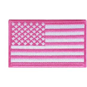 Pink USA America United States Flag Valentine Iron On Embroidered Patch Cute Peace Love Red Pink Heart Sweet US American Equal Justice Human Uniform Costume Freedom Law Emblem