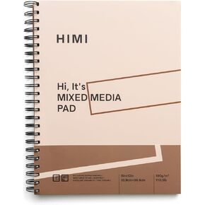 Himi Mix Media Paper Pad 9x12 '' (180g/m²) 90 ملاءات مزيج من لوحة الورق ، سلك جانبي ملزم ، نسيج ناعم ، في لوحة فن الغواش الأكريليك للرسم ، كتاب رسم الحبر ، اللوازم الفنية ، هدية وسادة الوسادة (الأزرق)
