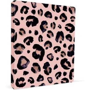 3 Ring Binder 1 Inch Ring, Fashion Design Binder for School, Home, Students, Women, Cute Custom Pattern with Hold Letter Size Interior Pockets,Leopard