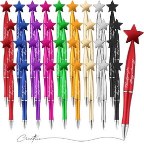 EVNEED 36 Pcs Pens Bulk Amazing Star Ballpoint Heart Shaped Pen Teachers Gifts Appreciation Pens for Employee Coworker Student Nurse,(Black & Gold)