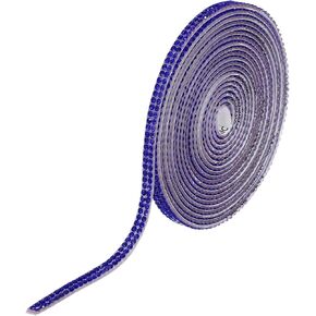 MECCANIXITY Rhinestone Ribbon Self Adhesive Crystal Rhinestone Strips 3 Yard Bling Rhinestone Ribbon Roll 2 Rows for DIY Crafts Wedding Clothing Nails Decoration, Dark Blue