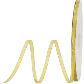 molshine 100yd 1/4" Gold Shiny Organza Sheer Ribbon,Metallic Glitter Ribbons for Gift Wrapping,Bows,Crafts,Garland,Bouquet,Holiday Wedding Party Decor (1/4" (7mm))