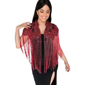 Shawl Wraps Sequin Beaded Evening Cape Bridal Art Deco Embroidered Fringe Bolero Flapper Cover Up for Dresses Wedding Party