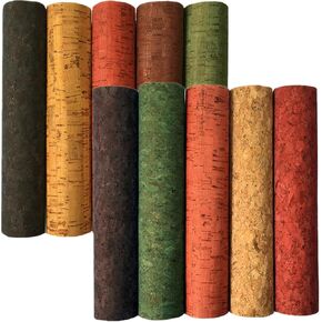 10 Pcs 8''x12'' Natural Color Retro Faux Leather Sheets,Thin Soft Cork Ribbon Fabric Suitable for Bags, Laptop Case, Packaging Material or DIY Crafts Hair Accessories