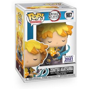 Pop Anime: Demon Slayer - Zenitsu Agatsuma Transforming (Thunder Breathing) Limited Edition Exclusive Vinyl Figure Bundle with Compatible Funko Box Protector