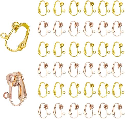 48 Pcs Clip on Earring Converters for None Pierced Ears DIY Earring Jewelry Making Findings with 2 Colors, Silver and Gold in Kuwait