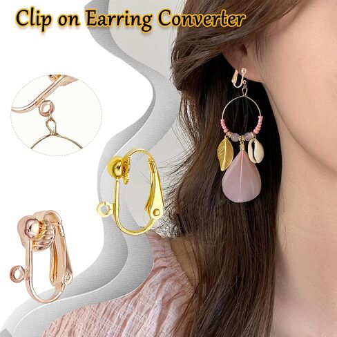 48 Pcs Clip on Earring Converters for None Pierced Ears DIY Earring Jewelry Making Findings with 2 Colors, Silver and Gold in Kuwait