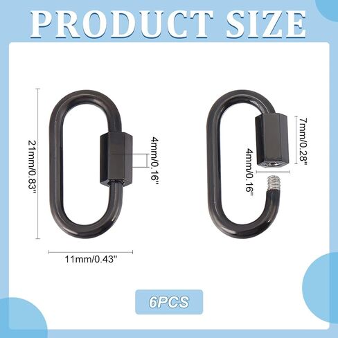 UNICRAFTALE 6Pcs 304 Stainless Steel Screw Carabiner Lock Charms Oval Keychain Clasps Black Keychain Clip Hook Quick Link for DIY Bracelet Necklaces Keychain Jewelry Making in Saudi Arabia