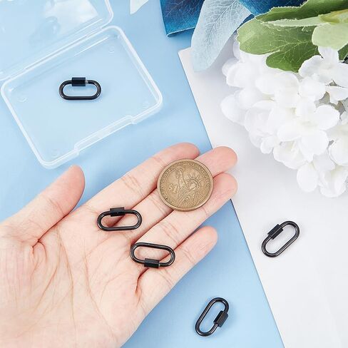 UNICRAFTALE 6Pcs 304 Stainless Steel Screw Carabiner Lock Charms Oval Keychain Clasps Black Keychain Clip Hook Quick Link for DIY Bracelet Necklaces Keychain Jewelry Making in Saudi Arabia