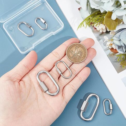 UNICRAFTALE 6Pcs 304 Stainless Steel Screw Carabiner Lock Charms Oval Keychain Clasps Black Keychain Clip Hook Quick Link for DIY Bracelet Necklaces Keychain Jewelry Making in Saudi Arabia