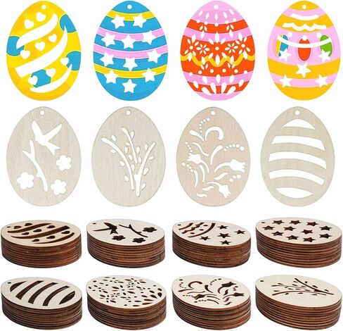 40 قطعة بيضة عيد الفصح قطع خشبية غير مكتملة بيضة خشبية فارغة قطع بيض خشبية عيد الفصح قطع خشبية بيض خشبية للحرف اليدوية (40) in Kuwait