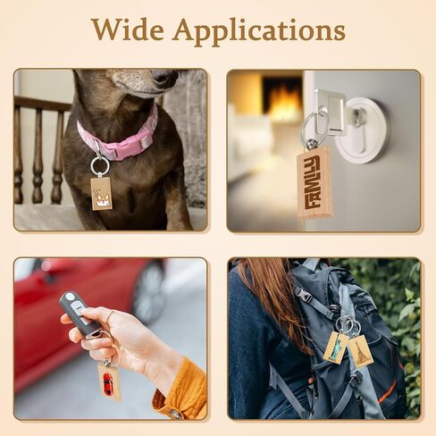 25Pcs Wood Keychain Blanks Wooden Keychain Rectangle Wood Key Ring Personalized Engraving Wooden Keychains, Unfinished Wood Key Tags Keychain for DIY Gift Crafts Keychains (1.2 X 2.1 inches) in Saudi Arabia