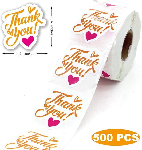 1.5 Inch Cute Small Business Stickers,Thank You Love Stickers, Small Shop Stickers, Small Business, Packaging Sticker, Thank You Sticker, 500 PCS (Orange) in Saudi Arabia