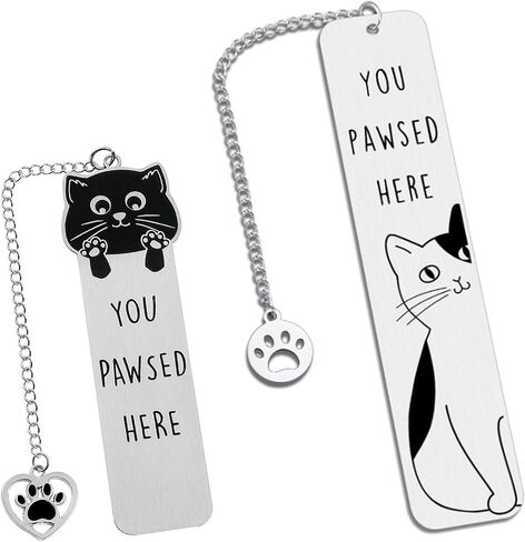 Snycler Dog&Cat Cute Bookmarks，Metal 2PCS，for Teacher Coworker Elders and Dog&Cat Owner etc， Dog&Cat Lover Club Gifts Book Lover Club Gifts Birthday Gifts Reading Accessories（Cat-1） in Saudi Arabia