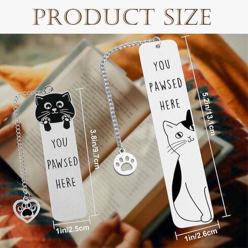 Snycler Dog&Cat Cute Bookmarks，Metal 2PCS，for Teacher Coworker Elders and Dog&Cat Owner etc， Dog&Cat Lover Club Gifts Book Lover Club Gifts Birthday Gifts Reading Accessories（Cat-1） in Saudi Arabia