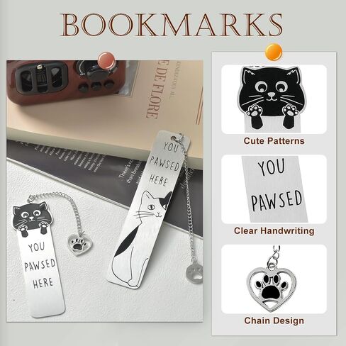 Snycler Dog&Cat Cute Bookmarks，Metal 2PCS，for Teacher Coworker Elders and Dog&Cat Owner etc， Dog&Cat Lover Club Gifts Book Lover Club Gifts Birthday Gifts Reading Accessories（Cat-1） in Saudi Arabia
