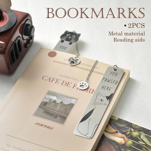 Snycler Dog&Cat Cute Bookmarks，Metal 2PCS，for Teacher Coworker Elders and Dog&Cat Owner etc， Dog&Cat Lover Club Gifts Book Lover Club Gifts Birthday Gifts Reading Accessories（Cat-1） in Saudi Arabia