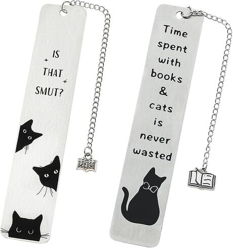 Snycler Dog&Cat Cute Bookmarks，Metal 2PCS，for Teacher Coworker Elders and Dog&Cat Owner etc， Dog&Cat Lover Club Gifts Book Lover Club Gifts Birthday Gifts Reading Accessories（Cat-1） in Saudi Arabia