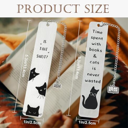 Snycler Dog&Cat Cute Bookmarks，Metal 2PCS，for Teacher Coworker Elders and Dog&Cat Owner etc， Dog&Cat Lover Club Gifts Book Lover Club Gifts Birthday Gifts Reading Accessories（Cat-1） in Saudi Arabia