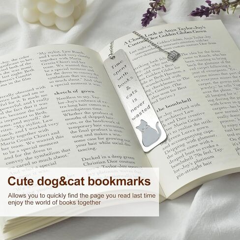 Snycler Dog&Cat Cute Bookmarks，Metal 2PCS，for Teacher Coworker Elders and Dog&Cat Owner etc， Dog&Cat Lover Club Gifts Book Lover Club Gifts Birthday Gifts Reading Accessories（Cat-1） in Saudi Arabia