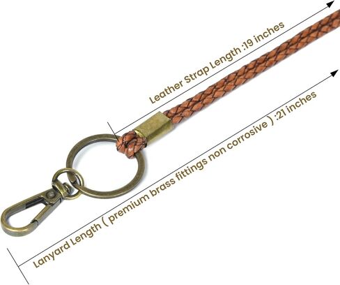 GENIQUE leather lanyards for id badges, key leather lanyard, 21 inch length lanyard leather for keys, id badges, flash drive in Kuwait