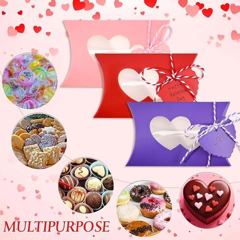 60pcs عيد الأم معالجة الصناديق مع علامات هدية مربعات وسادة عيد أم سعيد مع نافذة القلب عيد الأم مربعات الكوكي حاوية الحلوى لحفلات حفلات عيد ميلاد الزفاف اللوازم in Kuwait