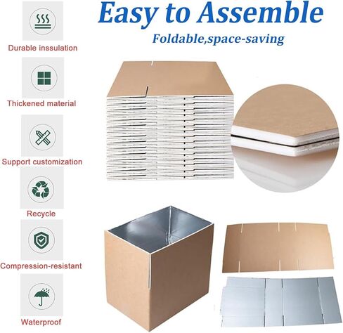 Acrux7 8 PCs صناديق شحن معزولة مع بطانات وأكياس رقائق الألومنيوم ، 10.2 "x6.3" × 7.1 in Kuwait