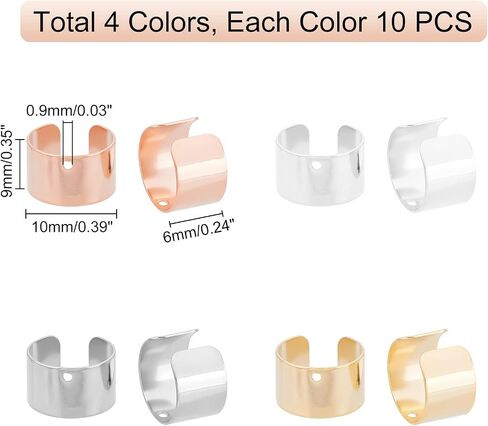 DICOSMETIC 60Pcs Cuff Earrings Findings Cartilage Cuff Earring Non-Pierced Wrap Earring Adjustable Stainless Steel Clip-on Earring Cuffs with Loop for Dangle Cuff Earring Making, Hole: 1mm in Kuwait