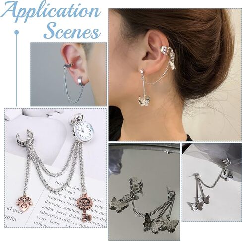 DICOSMETIC 60Pcs Cuff Earrings Findings Cartilage Cuff Earring Non-Pierced Wrap Earring Adjustable Stainless Steel Clip-on Earring Cuffs with Loop for Dangle Cuff Earring Making, Hole: 1mm in Kuwait
