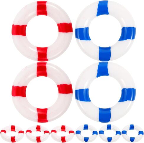 PRETYZOOM 10pcs Mini Life Rings - 1'' Plastic Lifebuoy Ornaments for Craft, Dollhouse Swimming Ring Props, Nautical Cake Decoration in Saudi Arabia