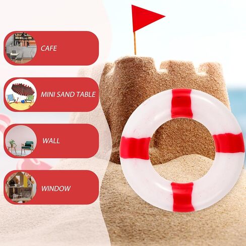 PRETYZOOM 10pcs Mini Life Rings - 1'' Plastic Lifebuoy Ornaments for Craft, Dollhouse Swimming Ring Props, Nautical Cake Decoration in Saudi Arabia